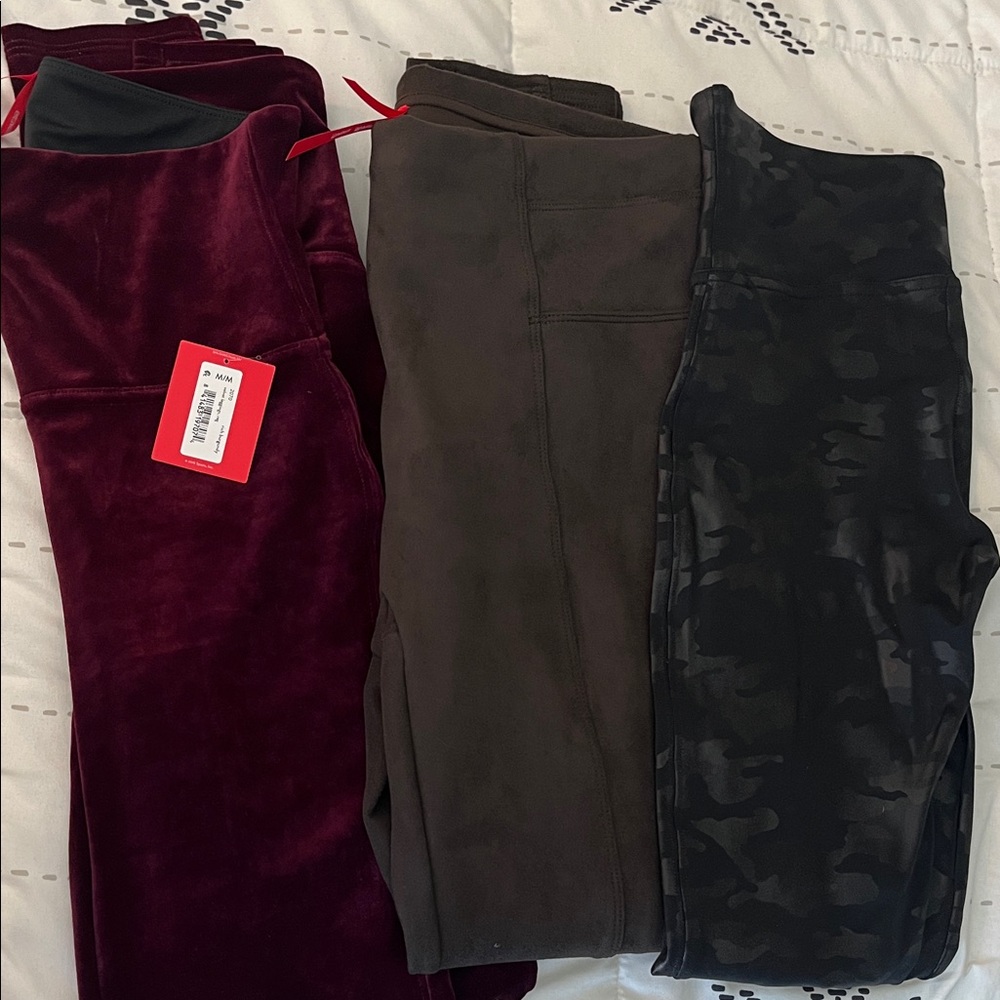 SPANX Burgundy, Brown, and Black Leggings